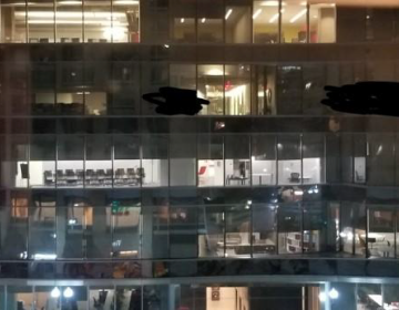 Outside view of a skyscraper windows